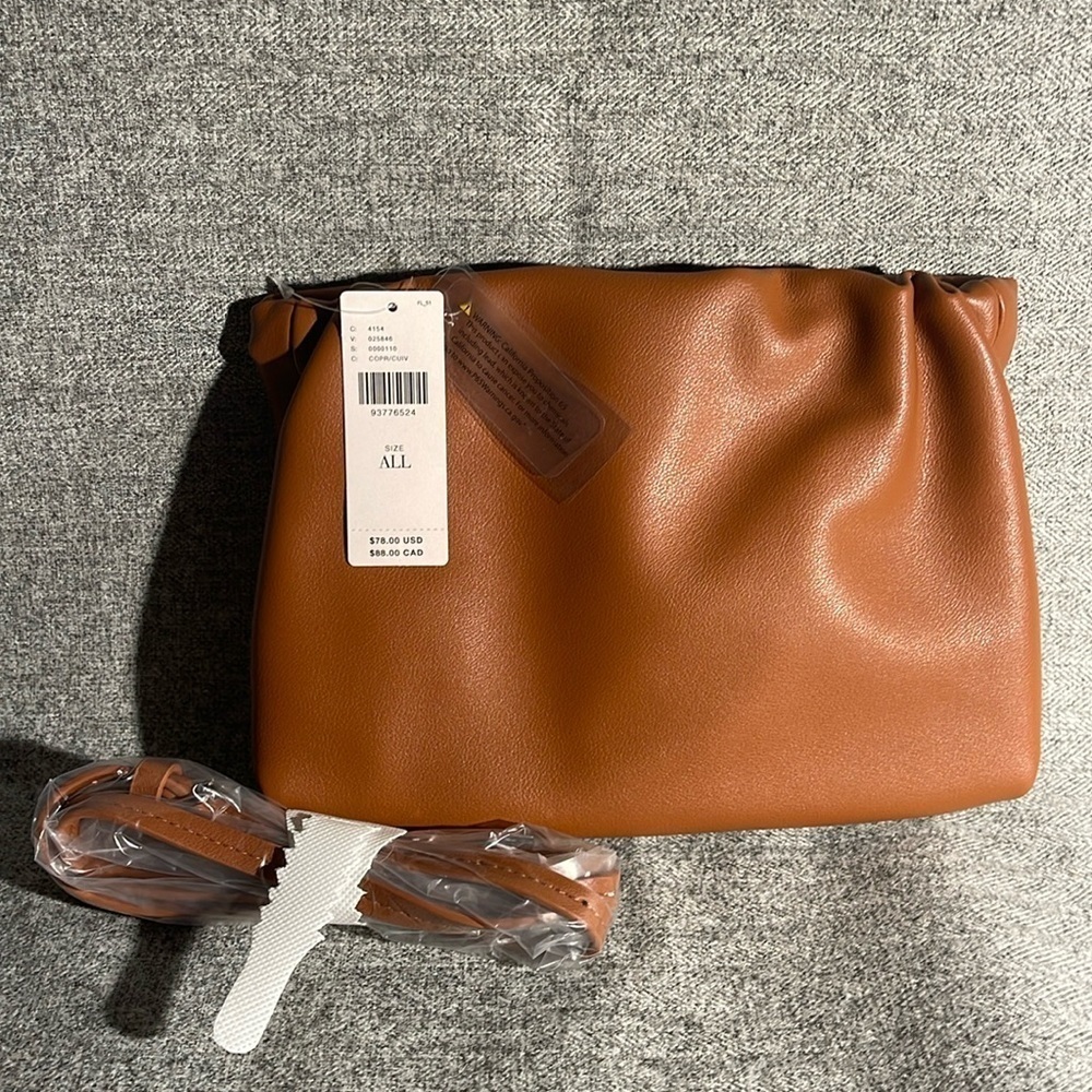 Anthropologie Cinched Faux-Leather Clutch . NWT